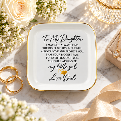 To My Daughter Jewelry Dish from Dad, Sentimental Father Daughter Gift, Love Dad Keepsake Tray, Proud Dad Gift for Daughter and Jewelry